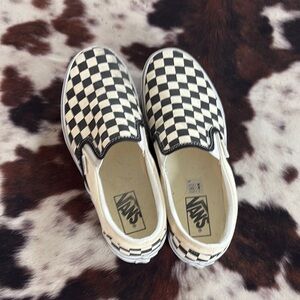 Vans Platform Checkered Slip-On Shoes - Black and White